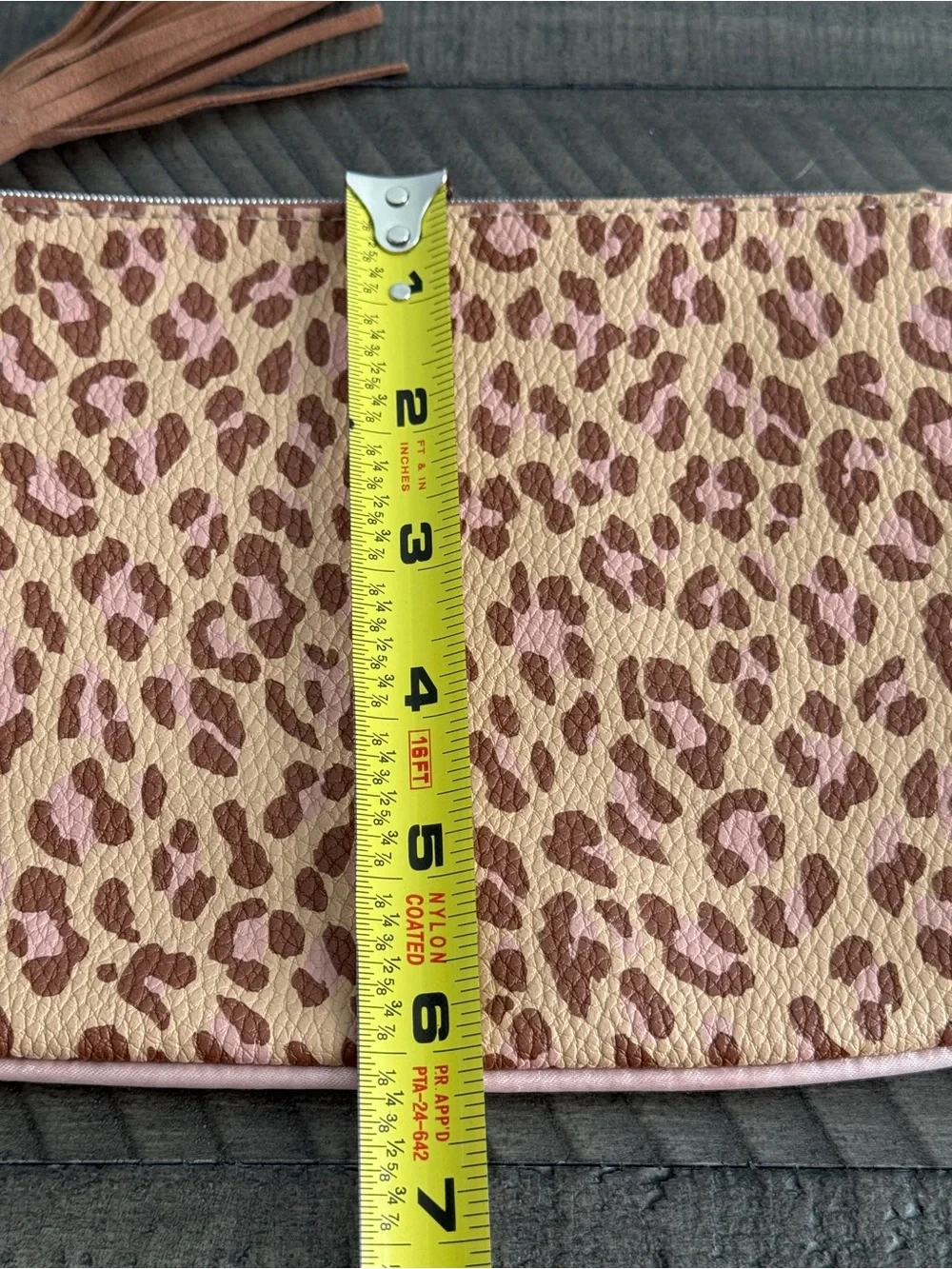 Ipsy Cosmetic Bag Faux Leather Beige & Pink Leopard Print Cosmetic Bag